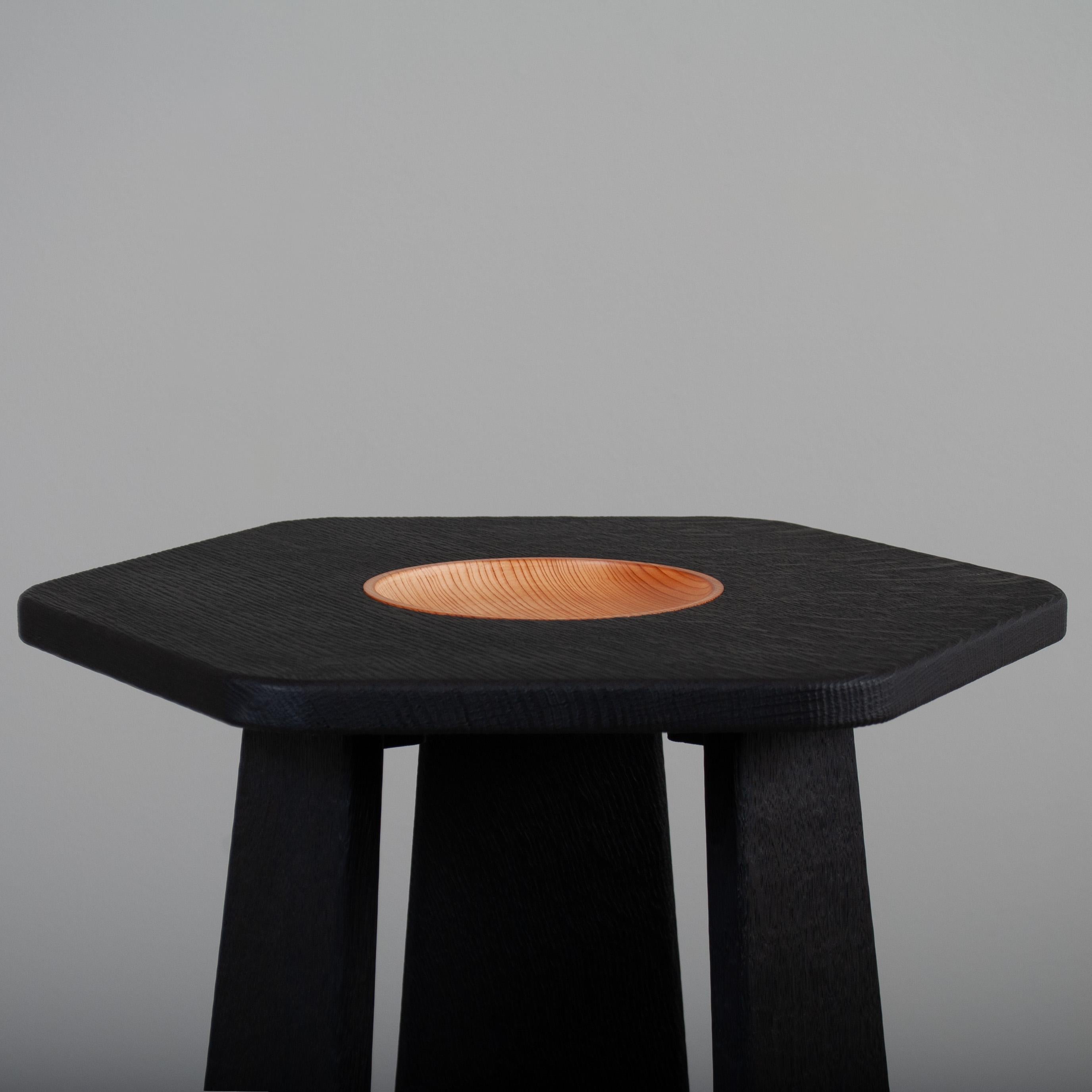 Handcrafted Scorched Oak Side Table In New Condition For Sale In London, GB