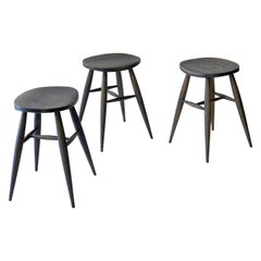 Handcrafted Sculptural Blackened Oak Short Stool