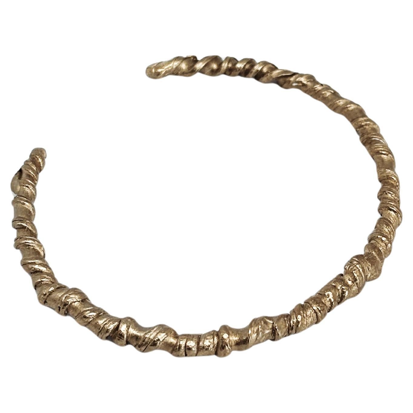 Handcrafted Sculptural Bronze Twisted Cuff Bracelet