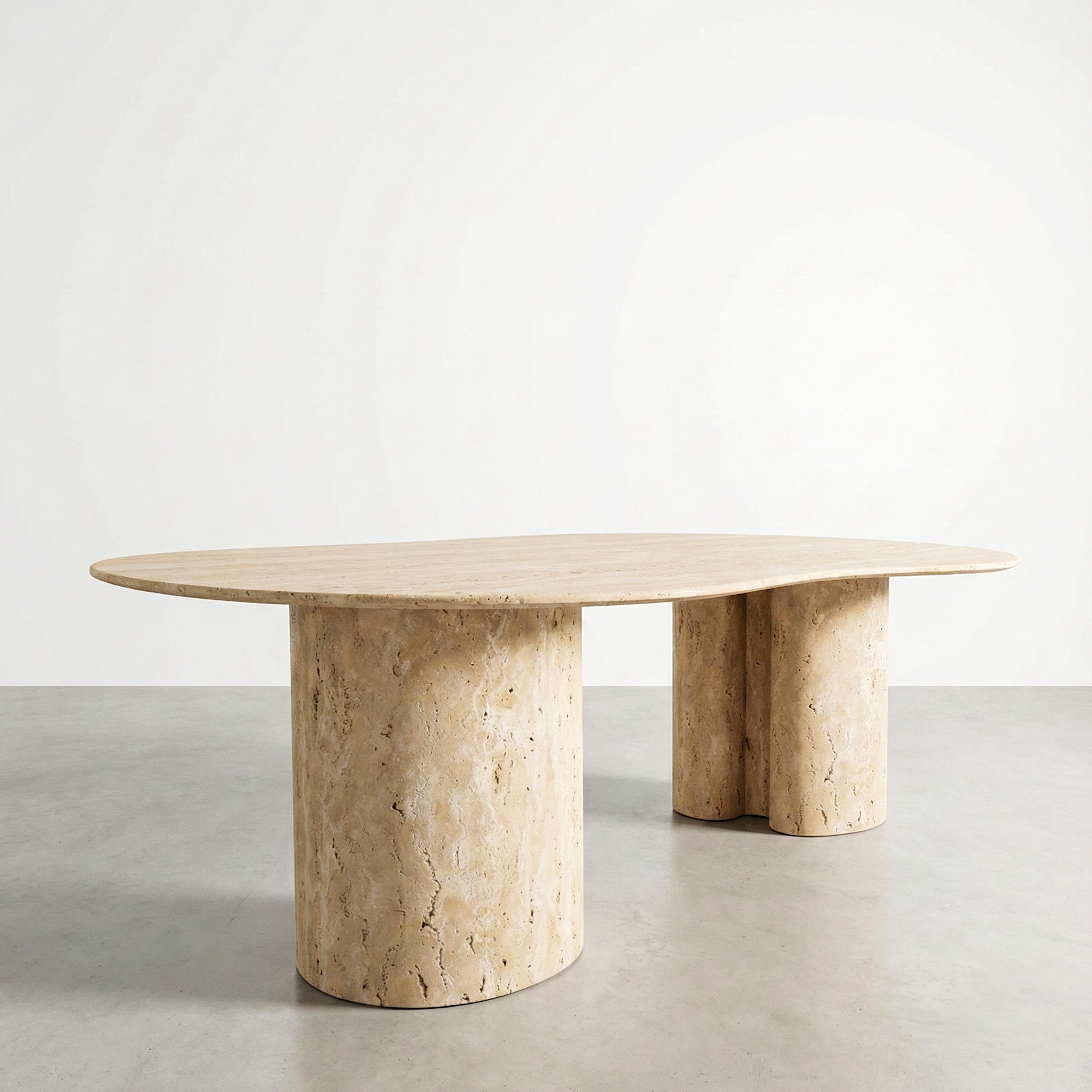 Arts and Crafts Handcrafted Sculptural Italian Travertine Table - Monolith Dining Table For Sale