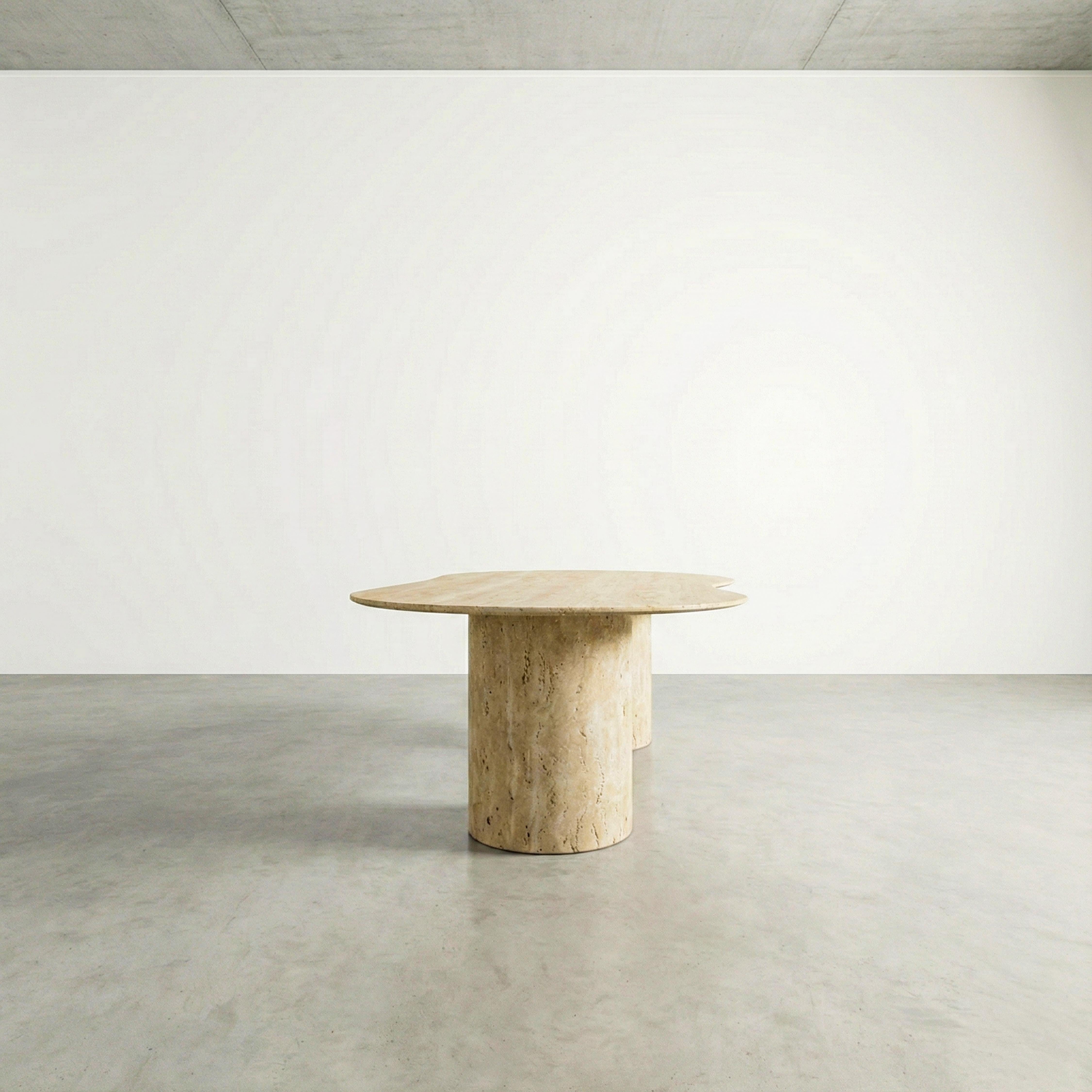 Carved Handcrafted Sculptural Italian Travertine Table - Monolith Dining Table For Sale