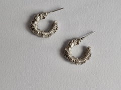 Handcrafted Sculptural Sterling Silver Hoop Earrings