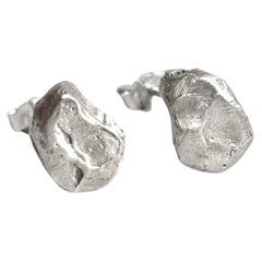 Handcrafted Sculptural Sterling Silver Stud Earrings