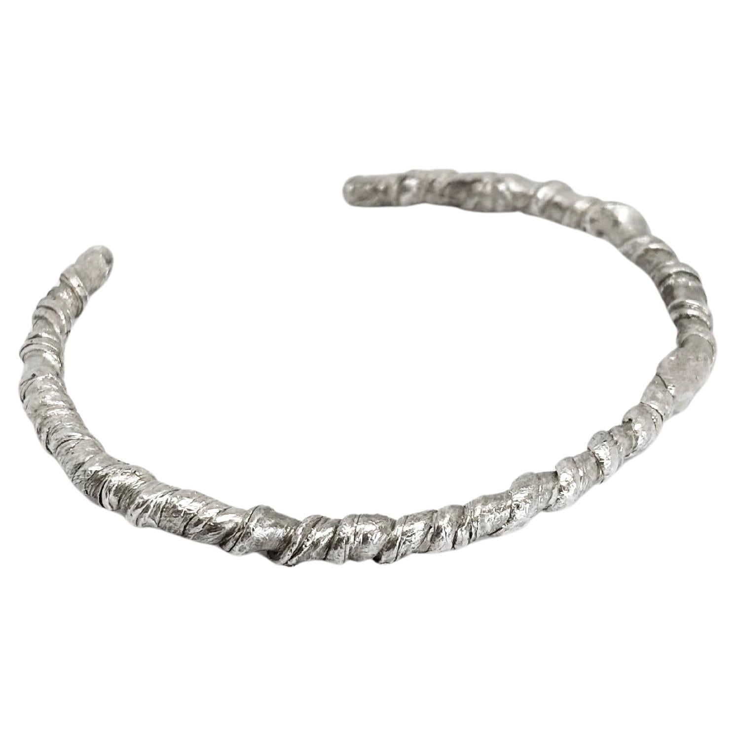 Handcrafted Sculptural Sterling Silver Twisted Cuff Bracelet