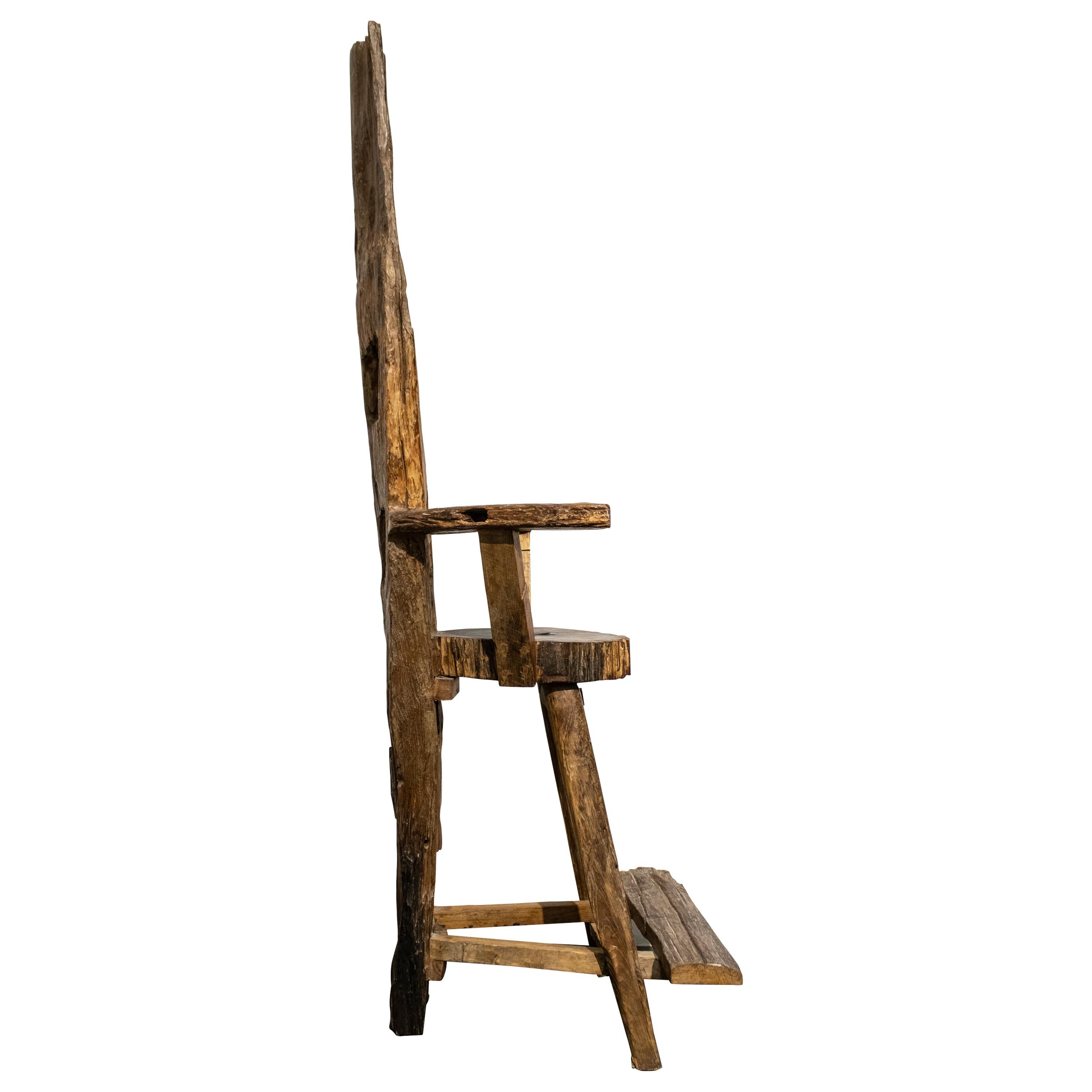 Handcrafted Sculptural Wooden Throne, Germany, 1920 In Good Condition For Sale In Madrid, ES