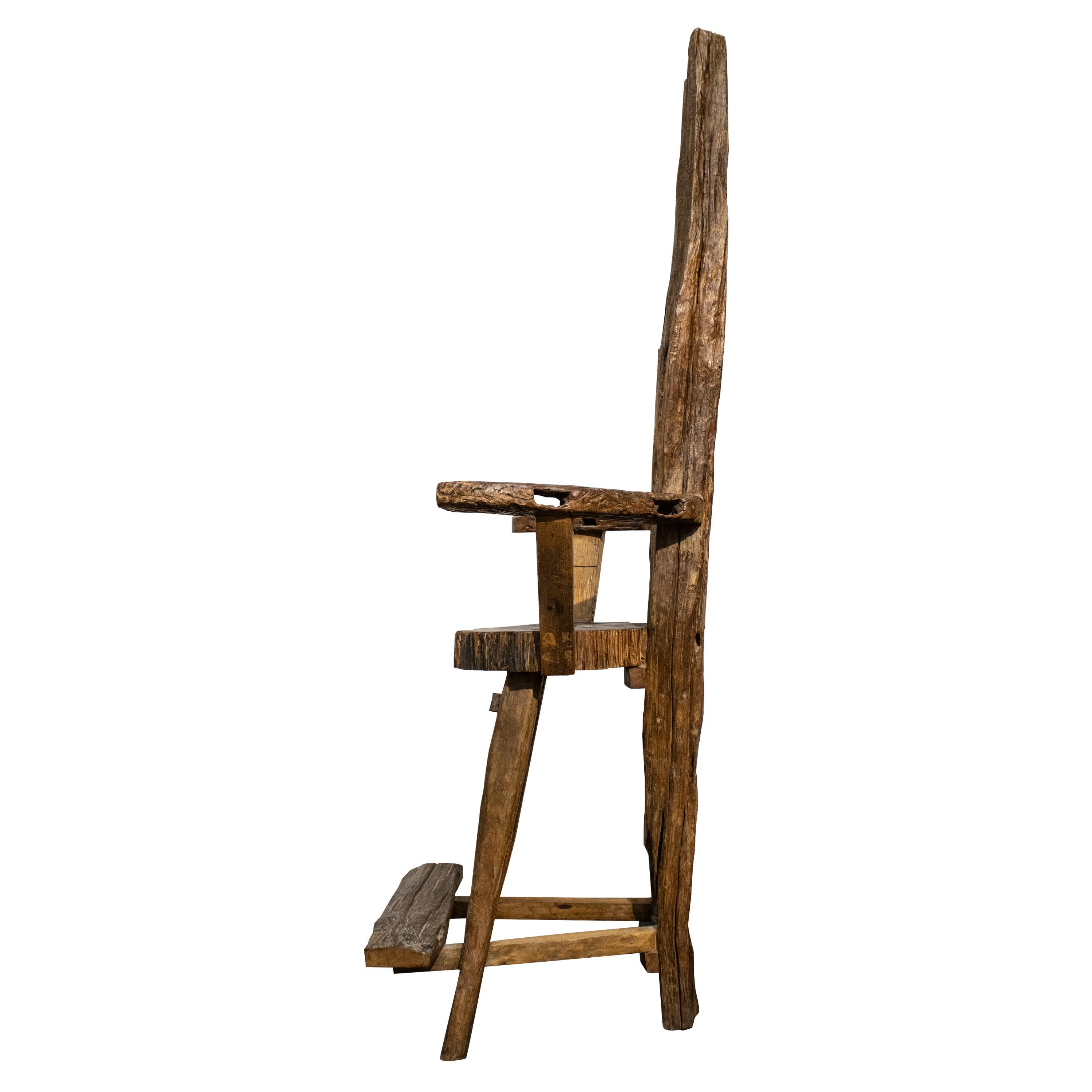 Early 20th Century Handcrafted Sculptural Wooden Throne, Germany, 1920 For Sale