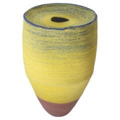 Handcrafted Sculptural Yellow Basket Vase Designed by ELSUR Design, Spain, 2023