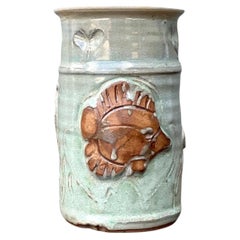 Handcrafted Sea Life Motif Ceramic Vase