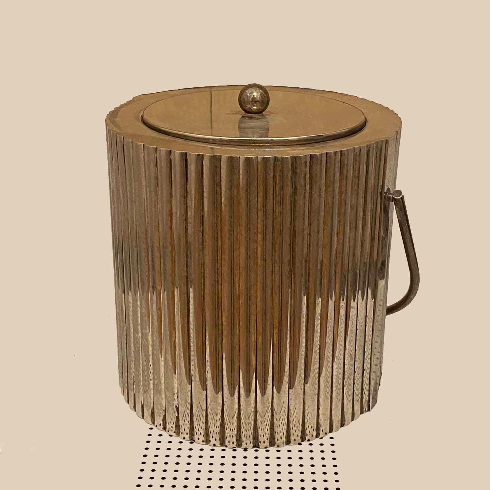 Vienna Secession Handcrafted Secessionist Style Silver-Plated Ice Bucket from Cassetti, 1960s For Sale