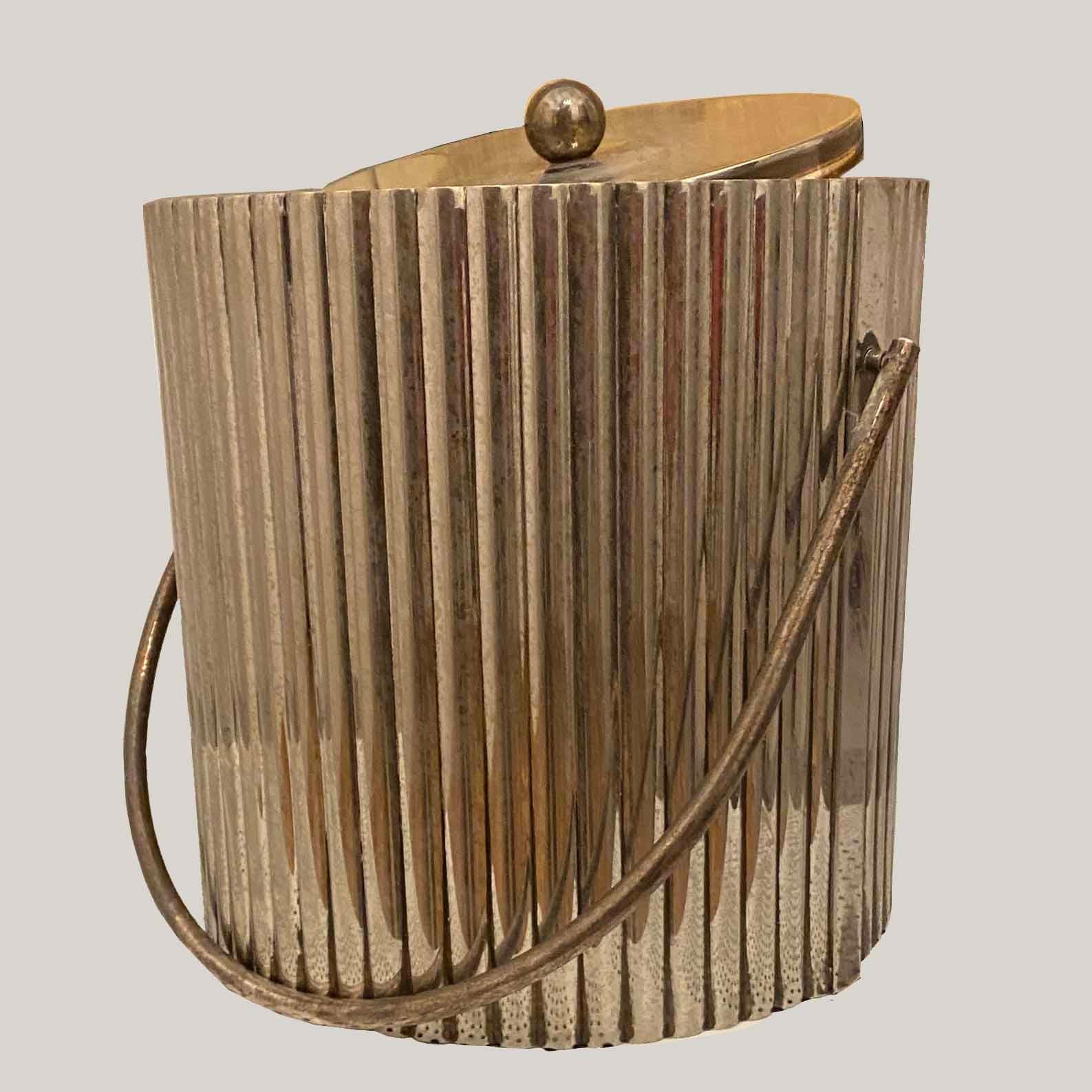 Handcrafted Secessionist Style Silver-Plated Ice Bucket from Cassetti, 1960s In Good Condition For Sale In  Budapest, HU