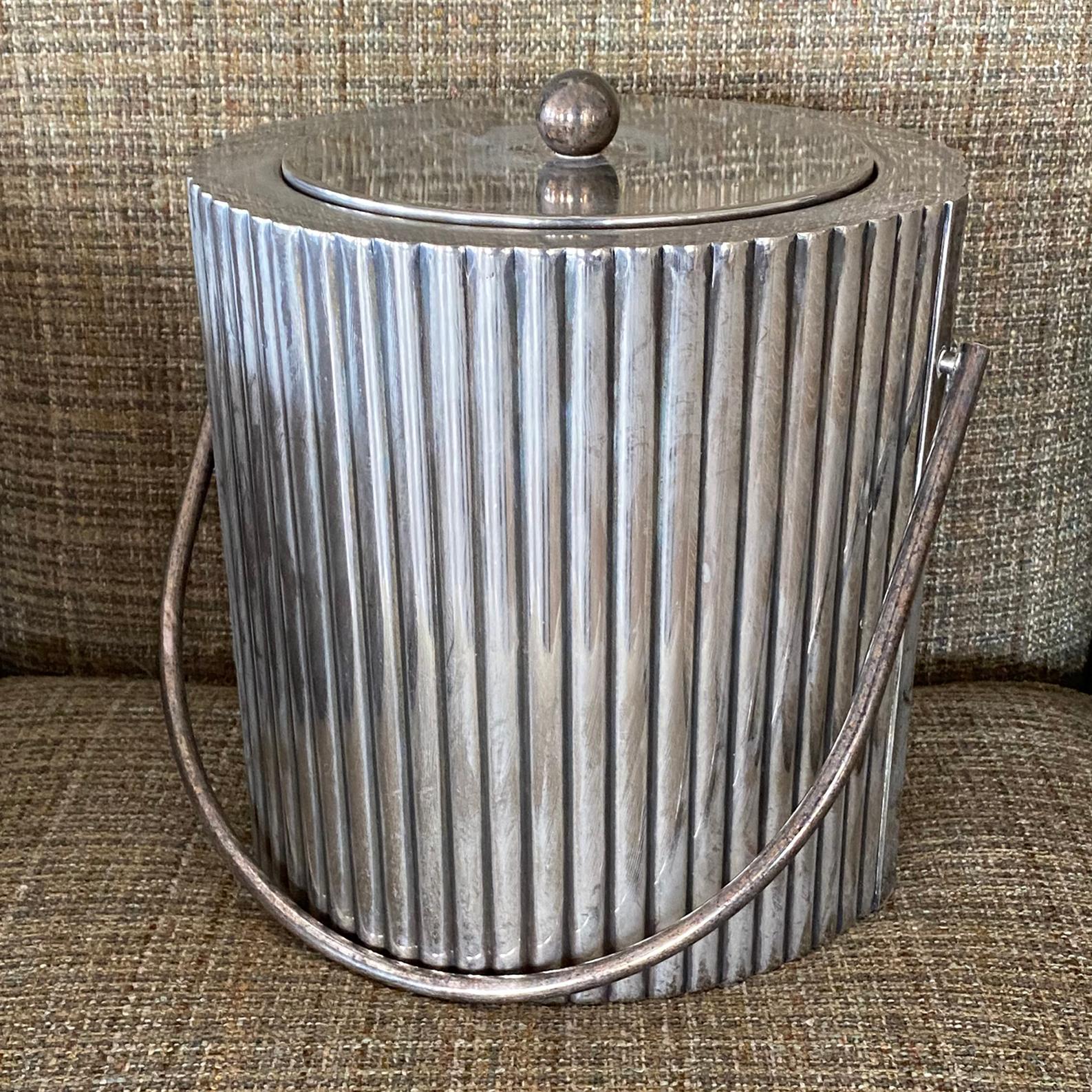 Handcrafted Secessionist Style Silver-Plated Ice Bucket from Cassetti, 1960s For Sale 1