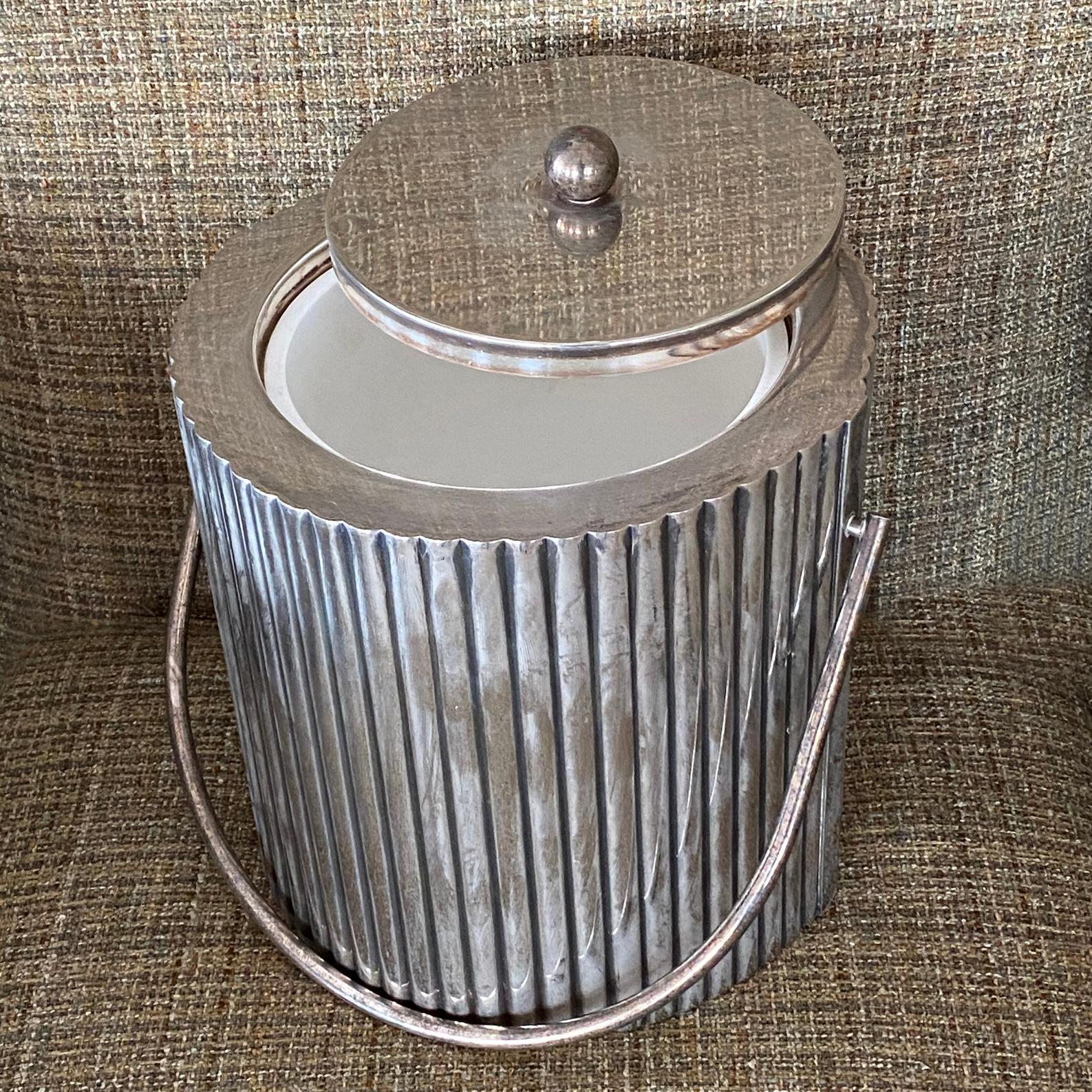 Handcrafted Secessionist Style Silver-Plated Ice Bucket from Cassetti, 1960s For Sale 2