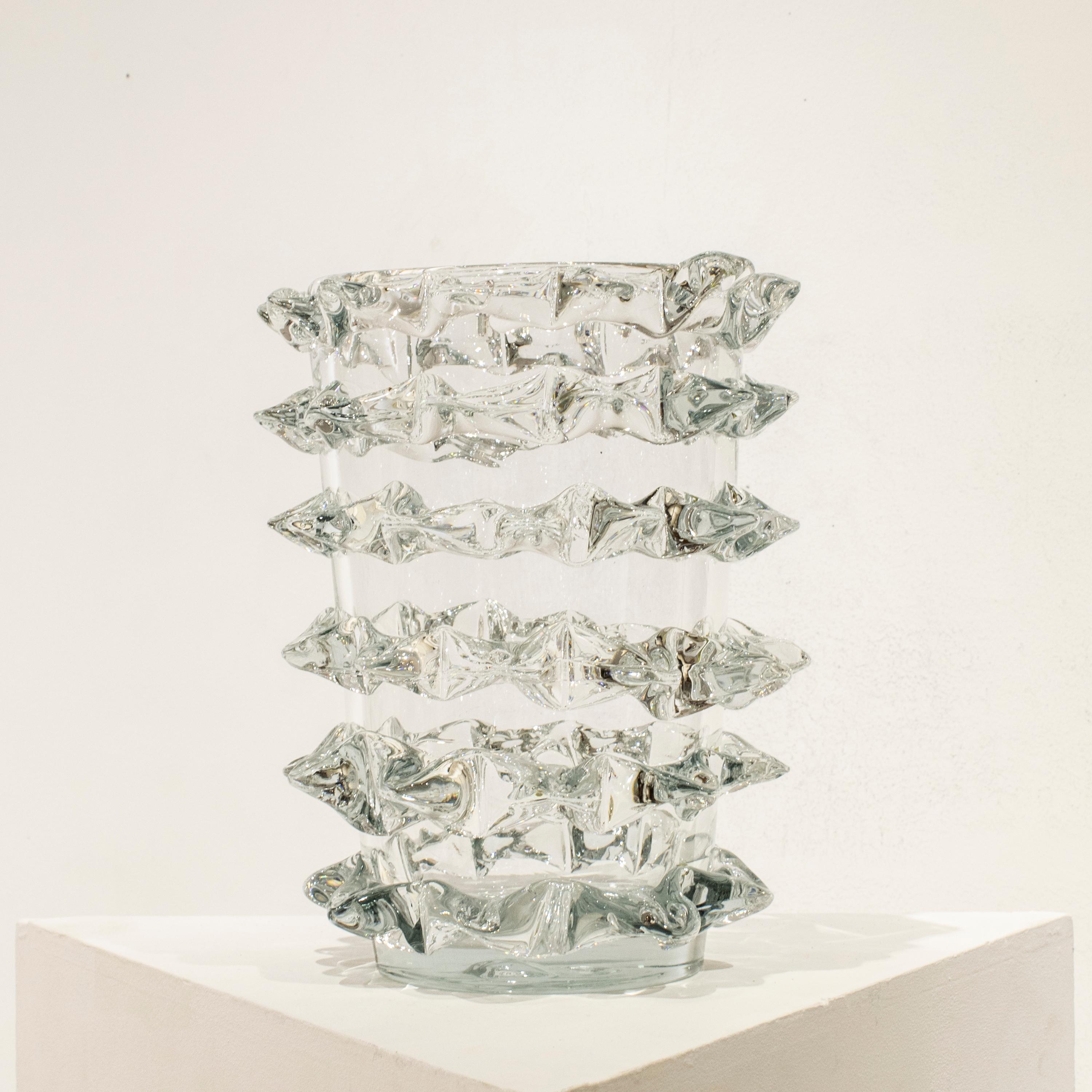 Hand-blown Italian semi-transparent glass vase.