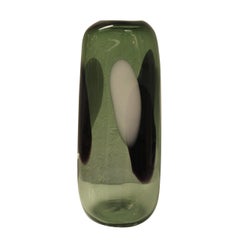 Handcrafted Semi Transparent Green Color Glass Vase, Italy, 2024