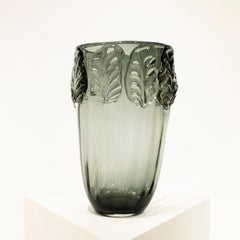 Handcrafted Semi Transparent Grey Glass Vase, Italy, 2024