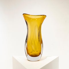 Handcrafted Semi Transparent Yellow Glass Vase, Italy, 2024