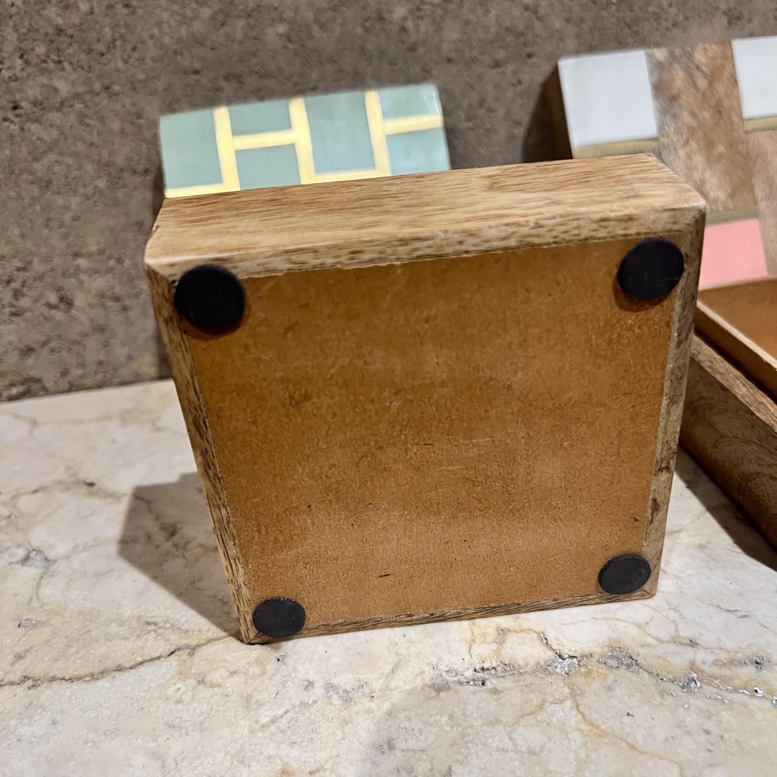 Tres Cajas de Baratijas Artesanales Mod Diseño Geométrico Madera en venta