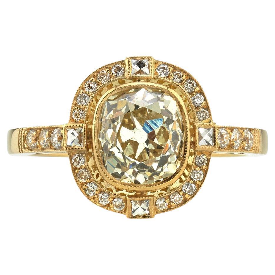 Handcrafted Shanna Antique Cushion Cut Diamond Ring by Single Stone For