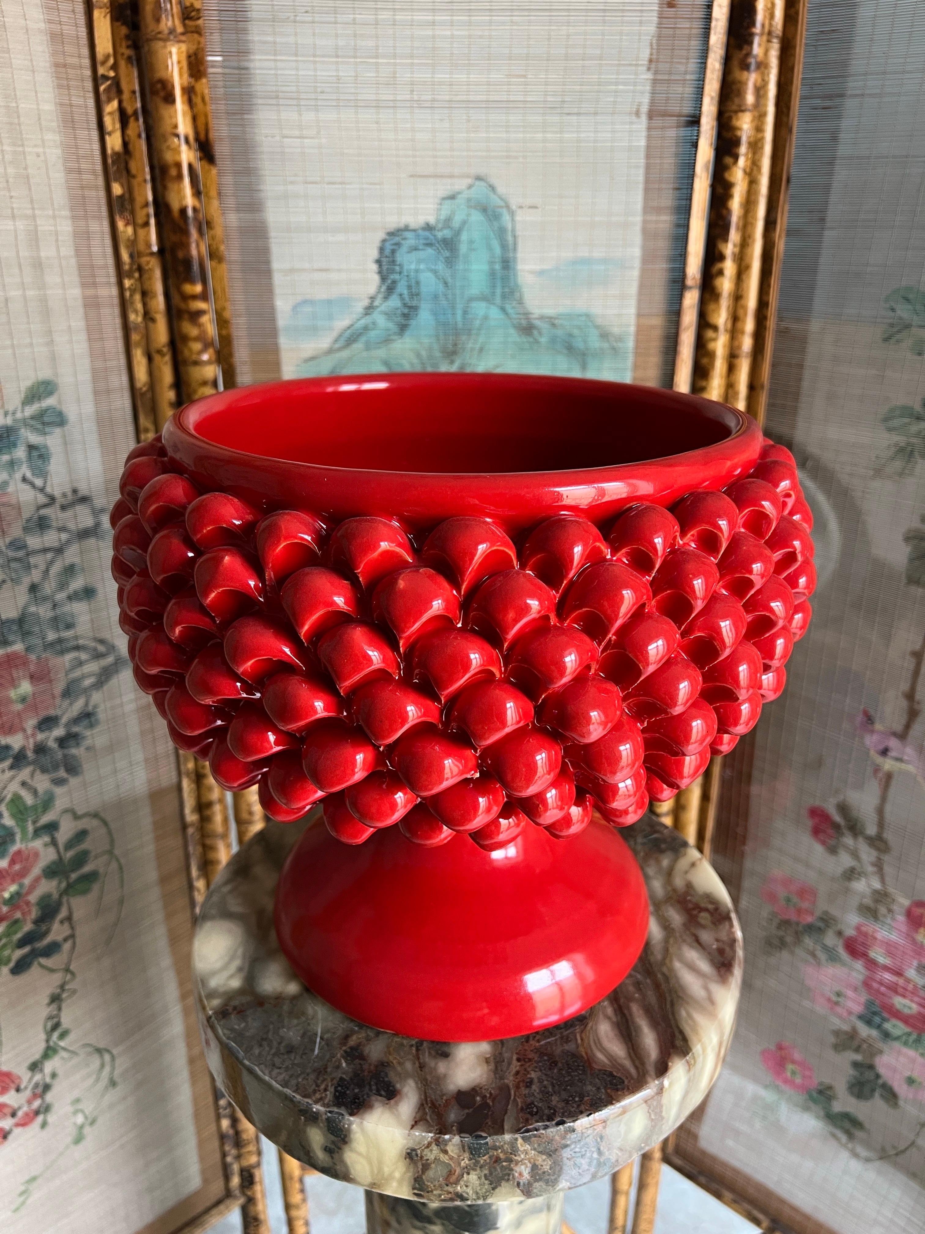 Bol centre de table en céramique sicilienne fabriqué à la main en vente 3
