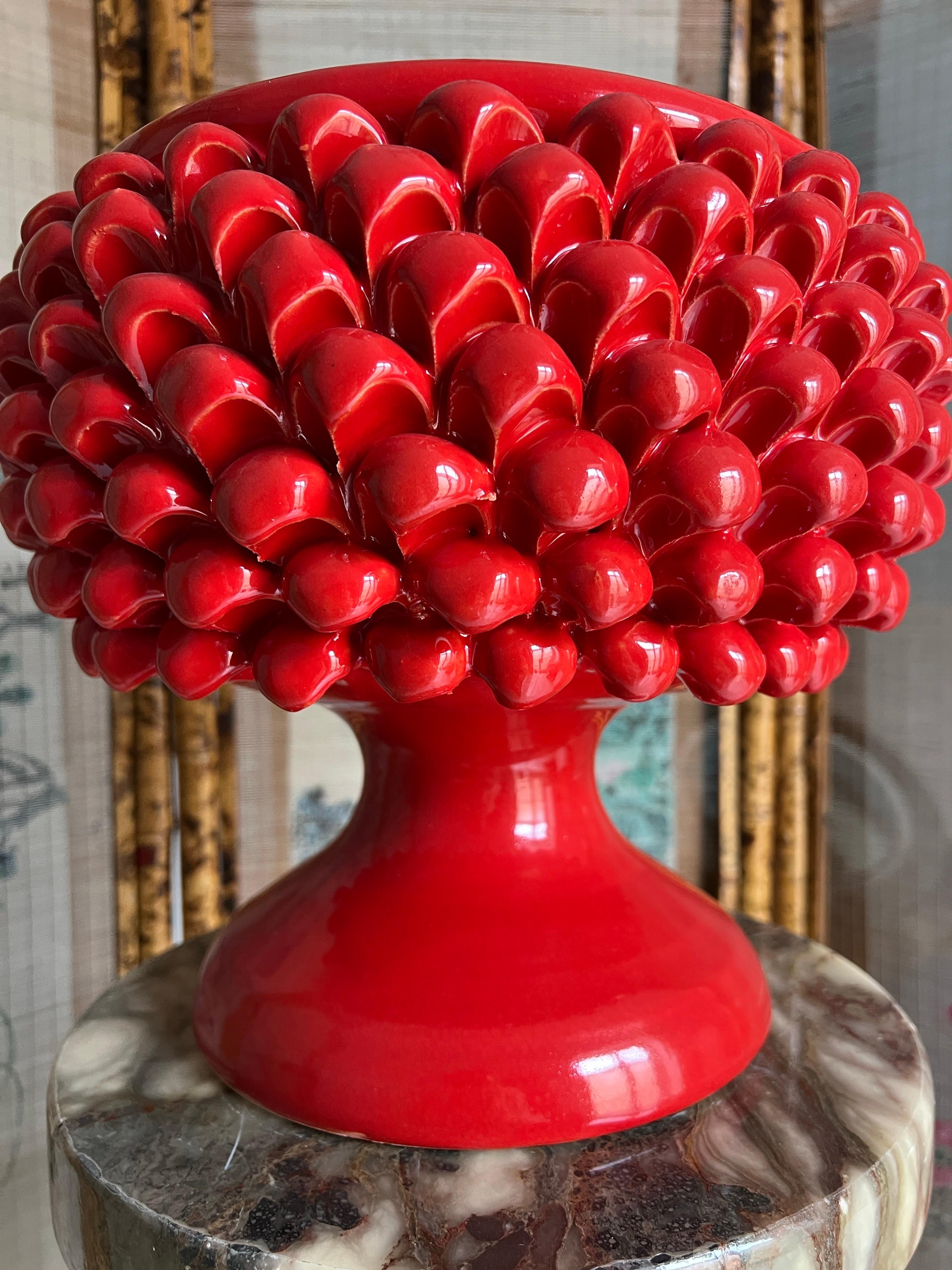 Moderne Bol centre de table en céramique sicilienne fabriqué à la main en vente