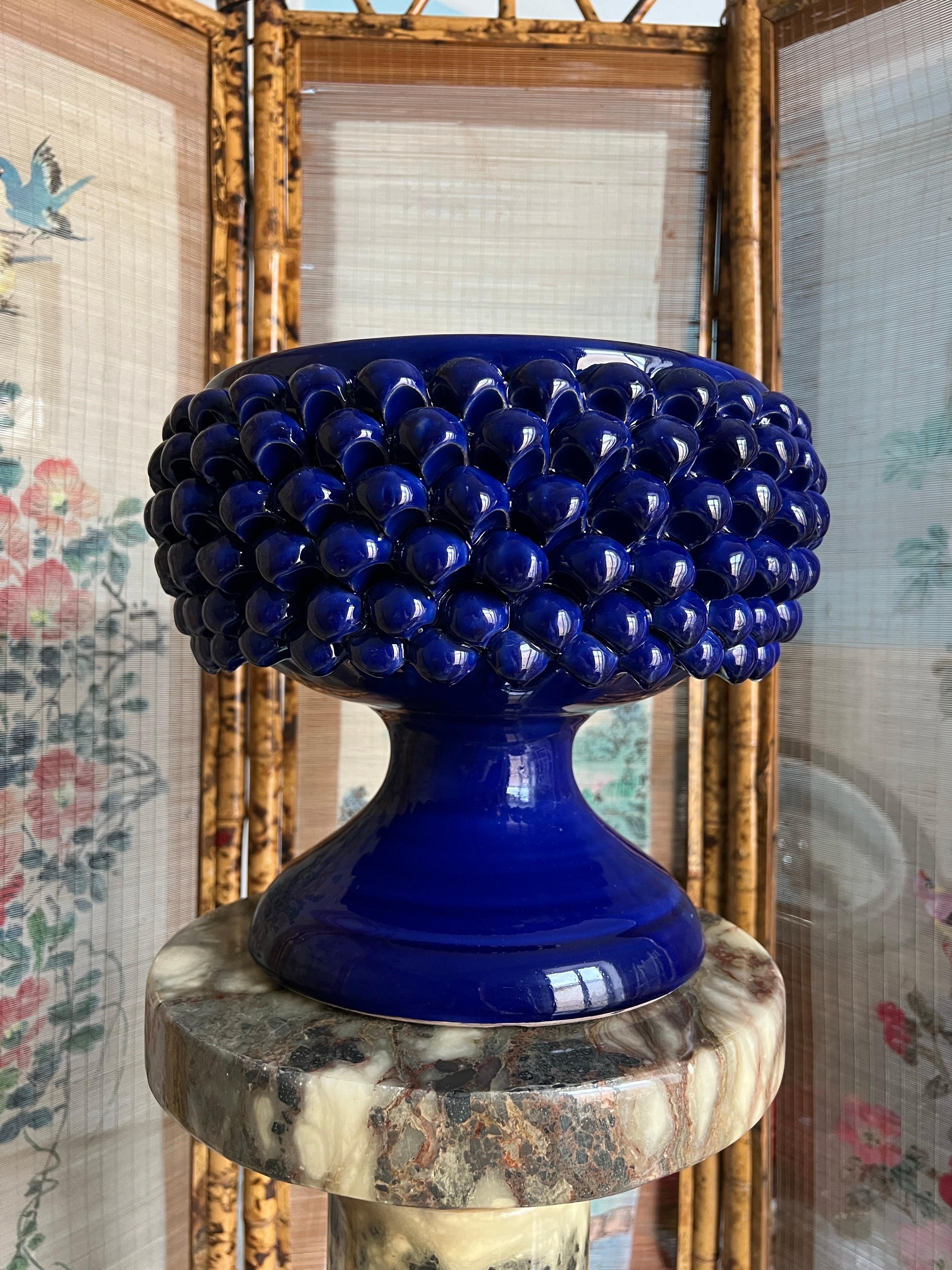 Italiano Ciotola artigianale in ceramica siciliana centerpice in vendita