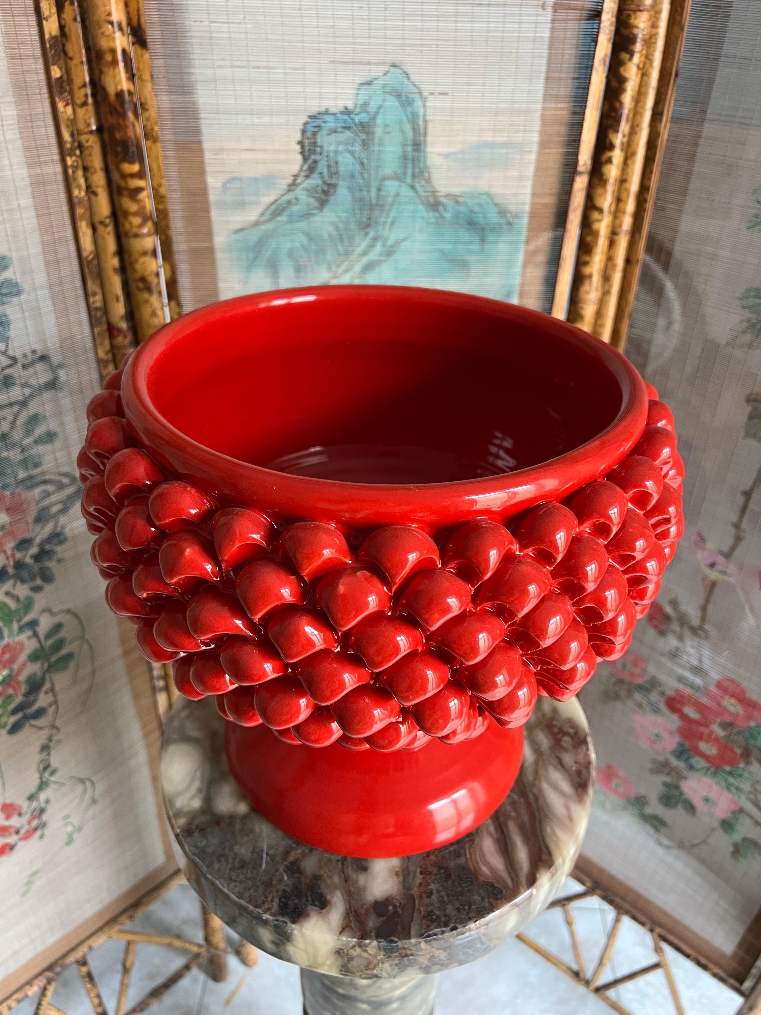 Bol centre de table en céramique sicilienne fabriqué à la main Bon état - En vente à Palermo, PA