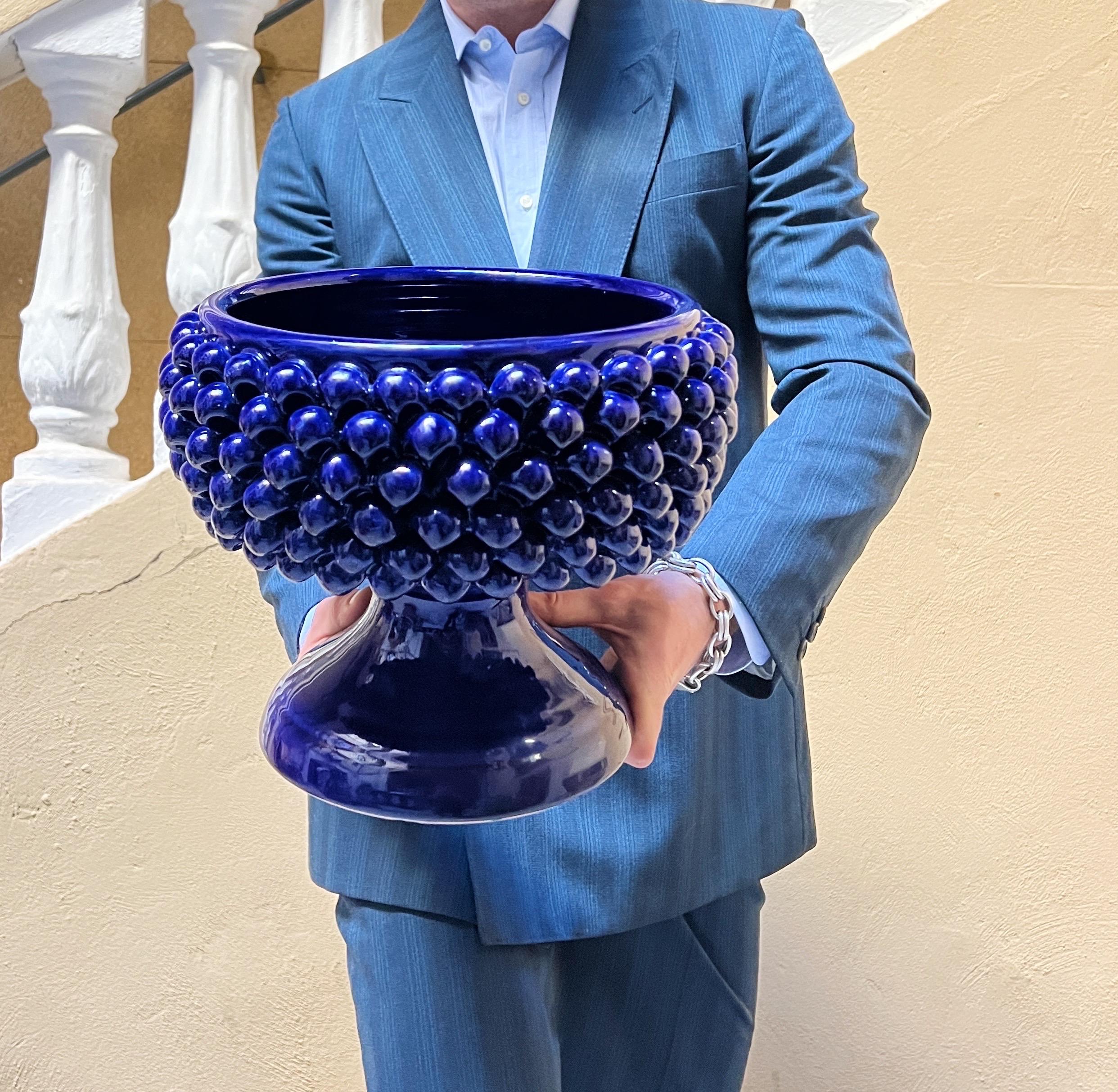 XXI secolo e contemporaneo Ciotola artigianale in ceramica siciliana centerpice in vendita