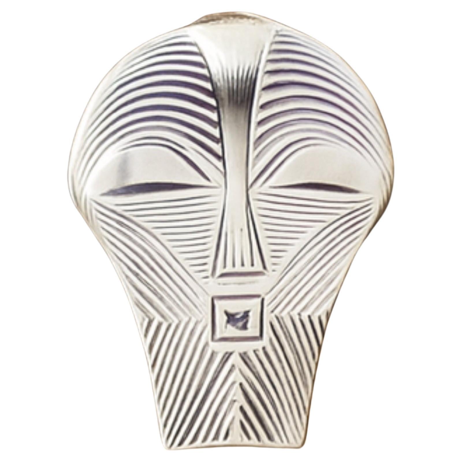 Handgefertigter Silberohrring, 92,5% Sterling, inspiriert von westafrikanischen Masken