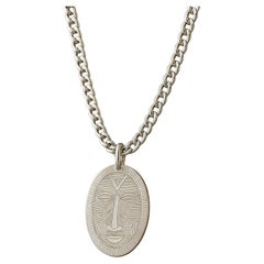 Handgefertigte Silbermedaille, 92,5% Sterling, inspiriert von westafrikanischen Masken
