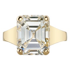 Handgefertigter Simone-Diamantring mit Smaragdschliff von Single Stone