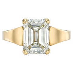 Handcrafted Simone Emerald Cut Diamond Ring by Single Stone