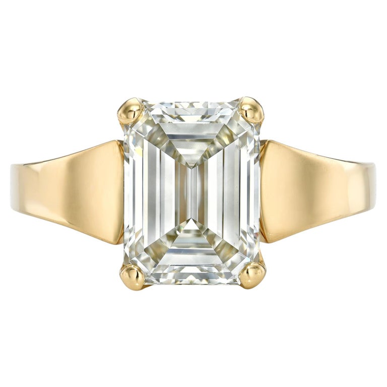 Handcrafted Simone Emerald Cut Diamond Ring by Single Stone For Sale