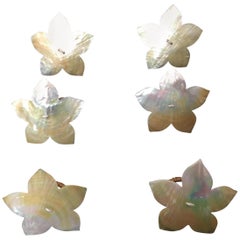 Seis servilleteros artesanales en forma de estrella de flor de concha de perla de Capiz natural