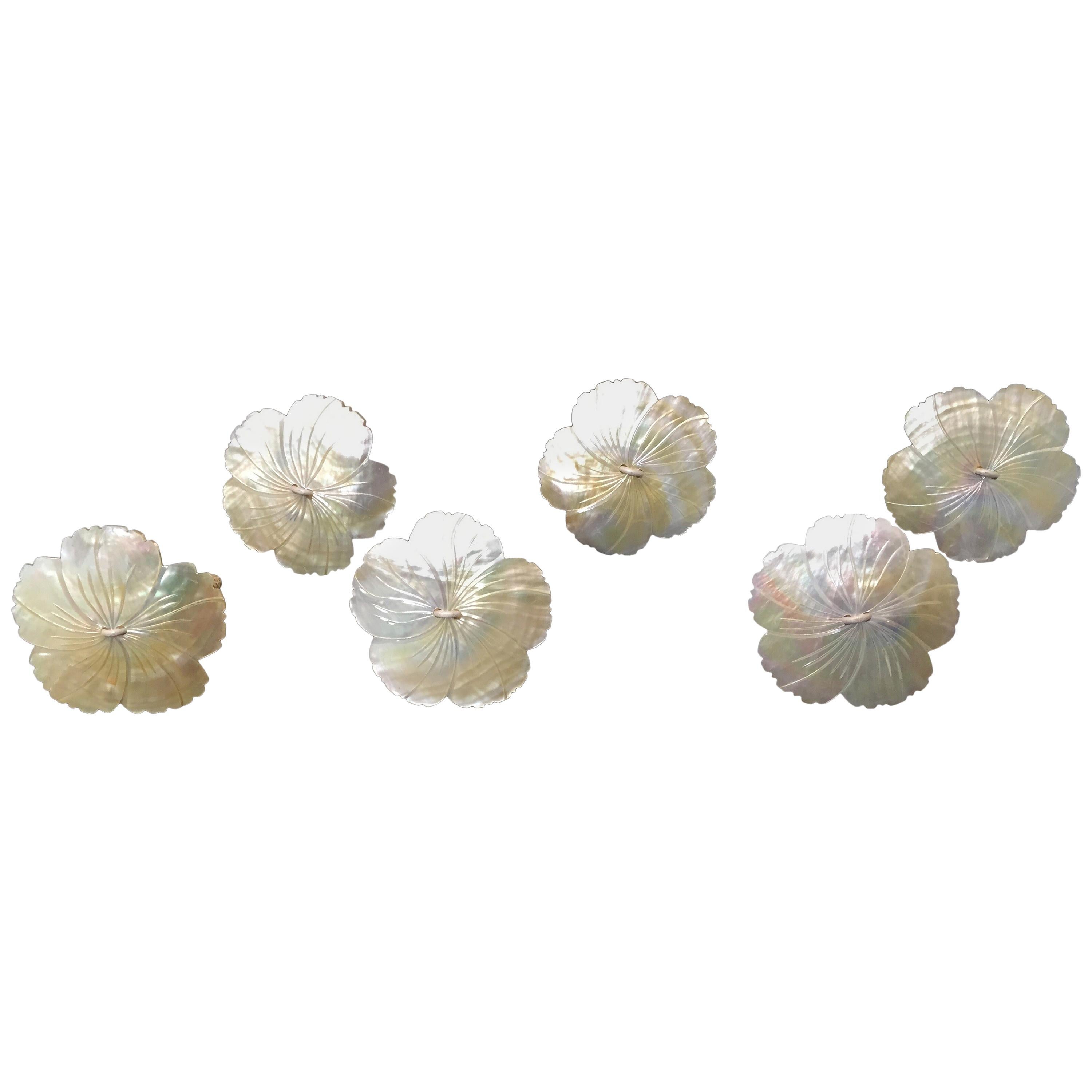 Six anneaux de serviette fabriqués à la main en coquille de perle naturelle de Capiz