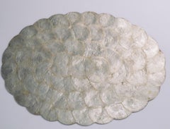 Vintage Hallie St Mary Six Placemats in Natural Capiz Pearl Shell Scalloped Edge