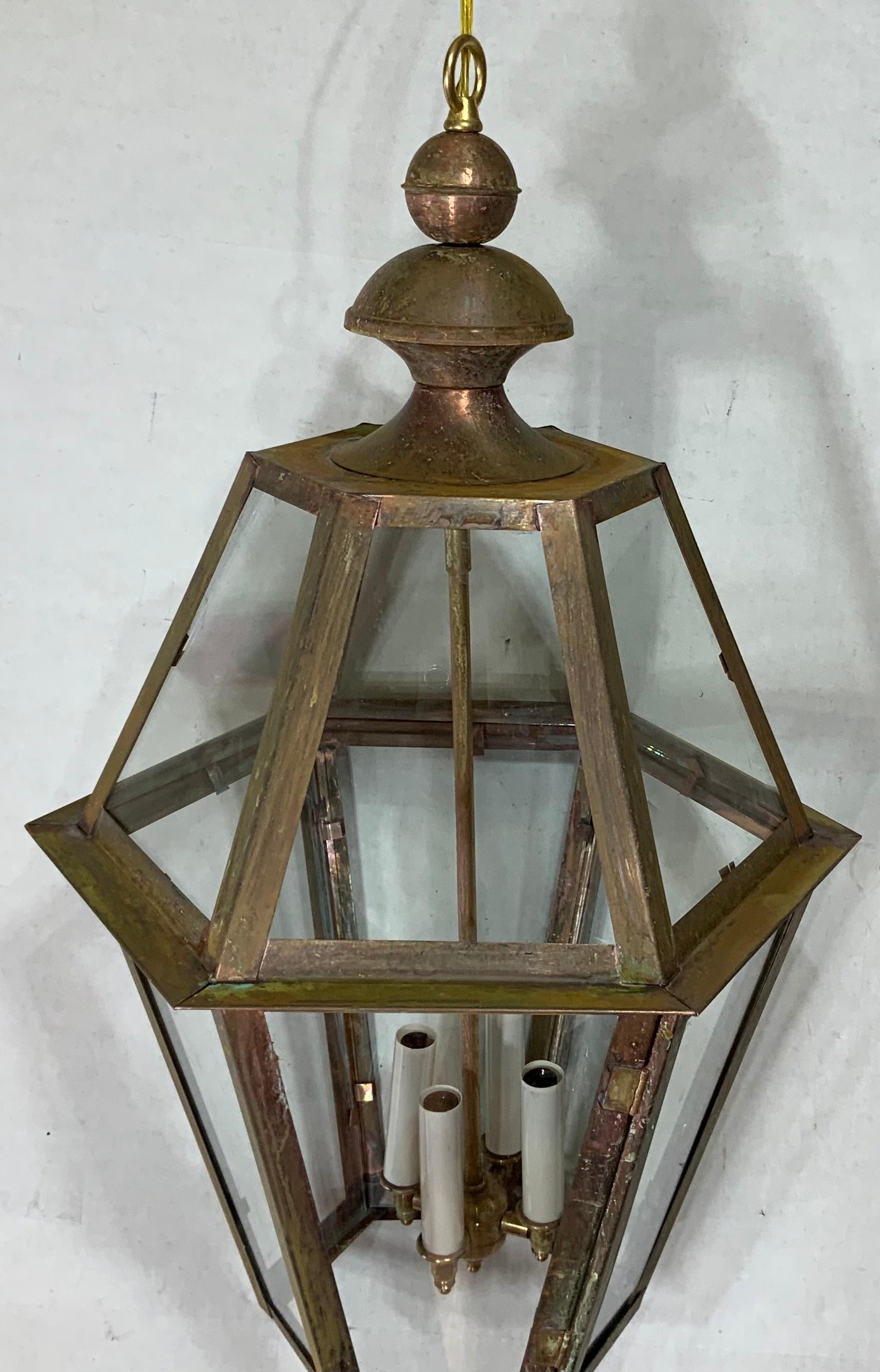 Handcrafted Six Sides Solid Copper and Brass Hanging Lantern 6