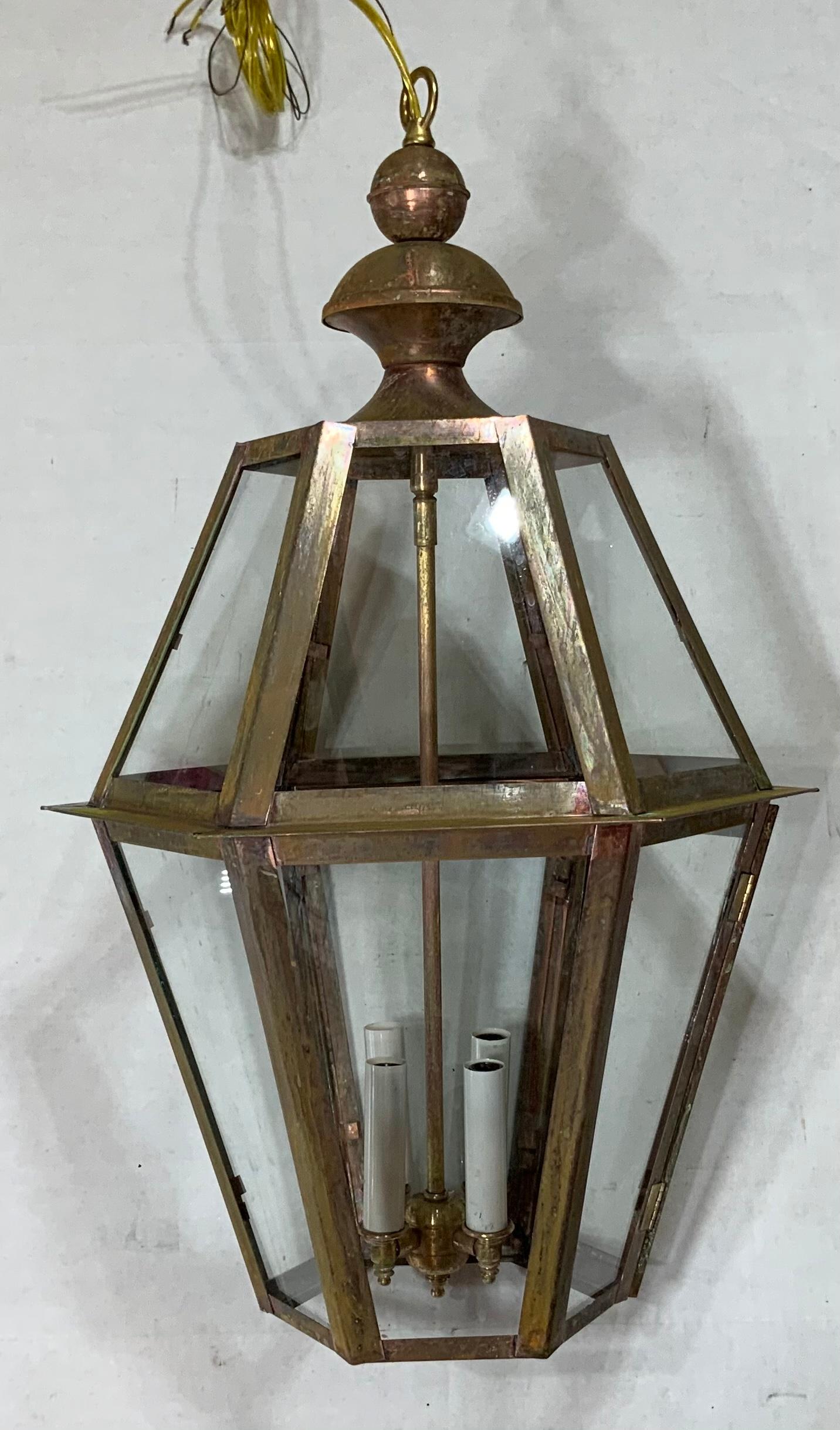 Handcrafted Six Sides Solid Copper and Brass Hanging Lantern 7