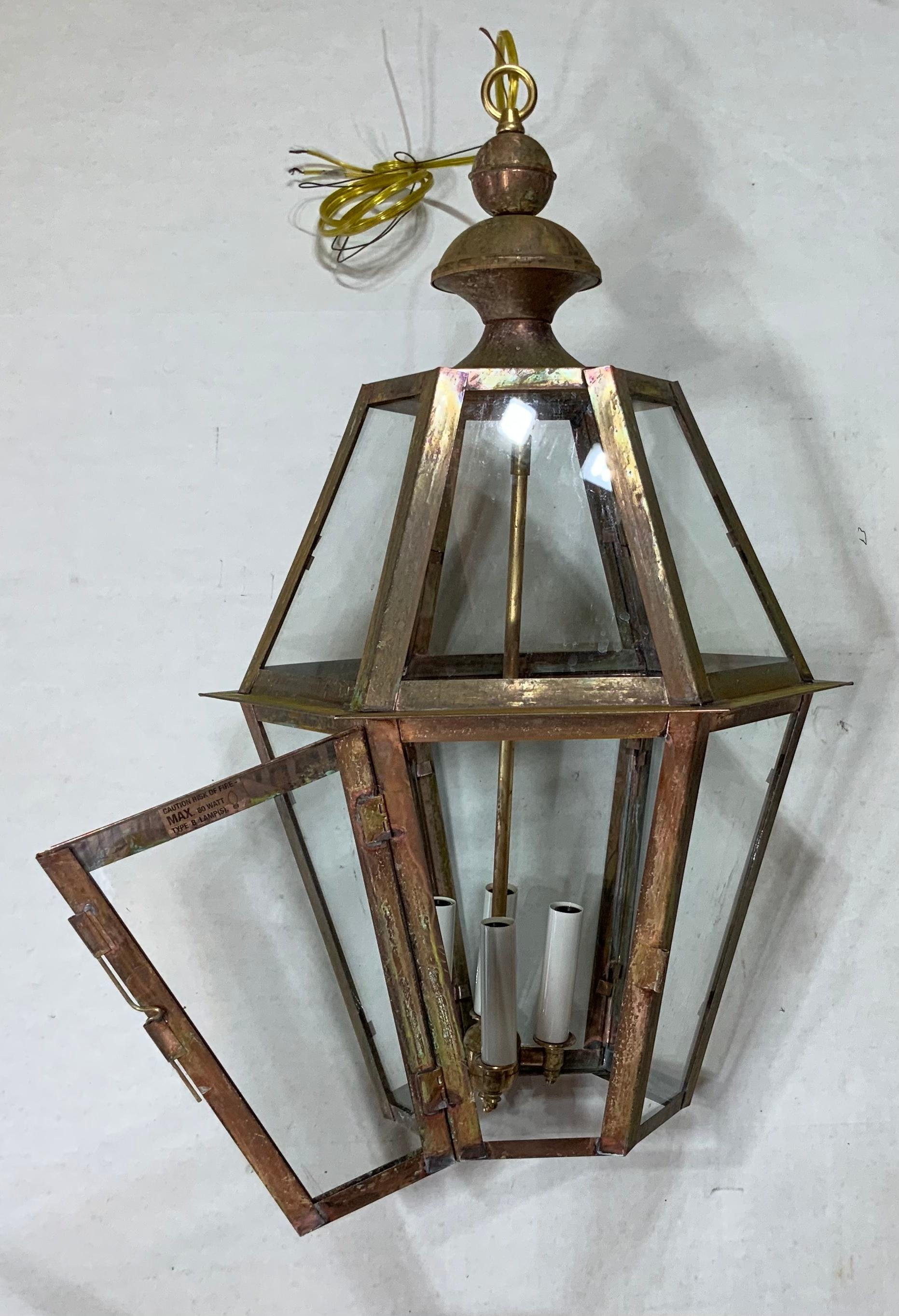 Handcrafted Six Sides Solid Copper and Brass Hanging Lantern 1