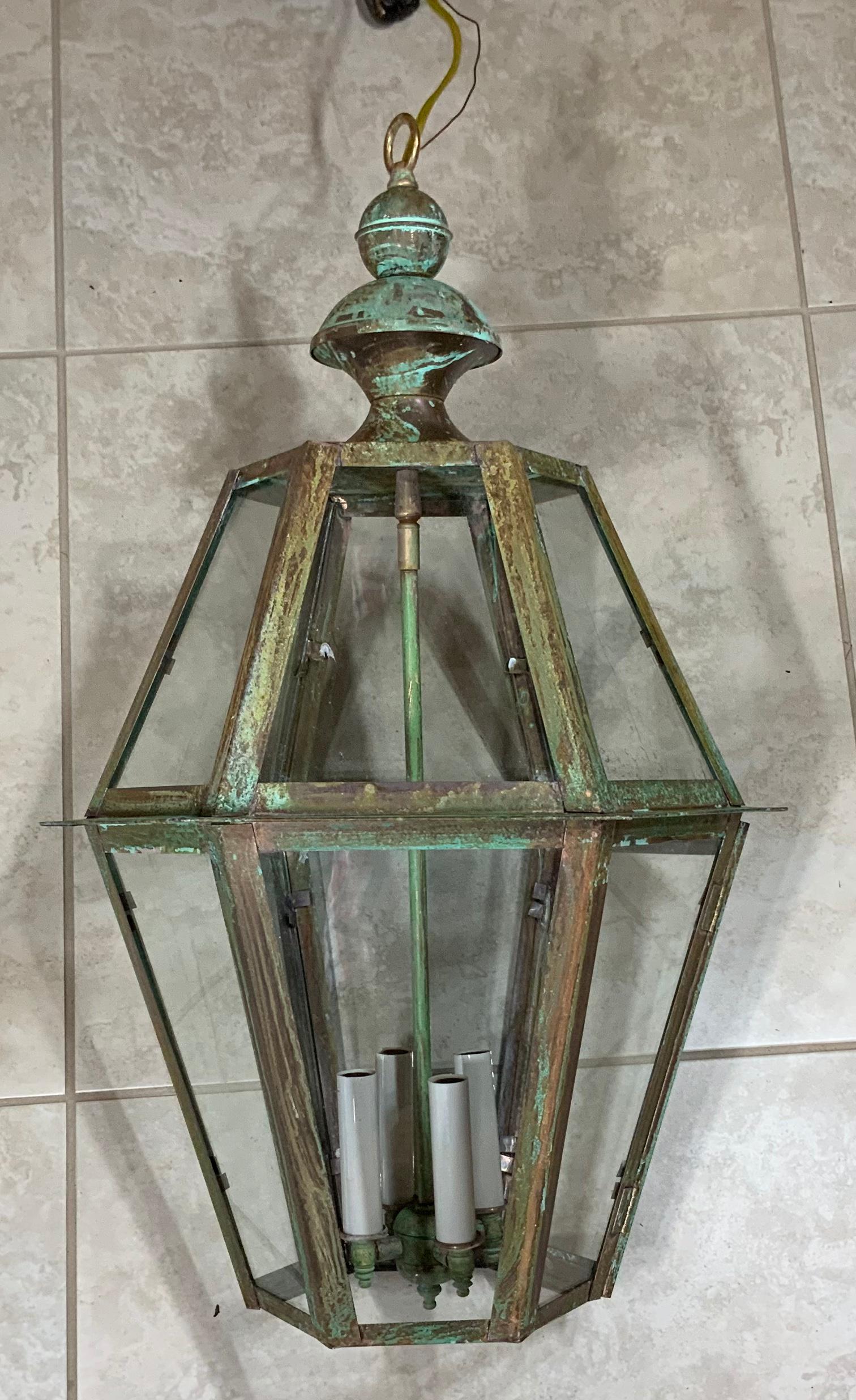 Handcrafted Six Sides Solid Copper and Brass Hanging Lantern 1