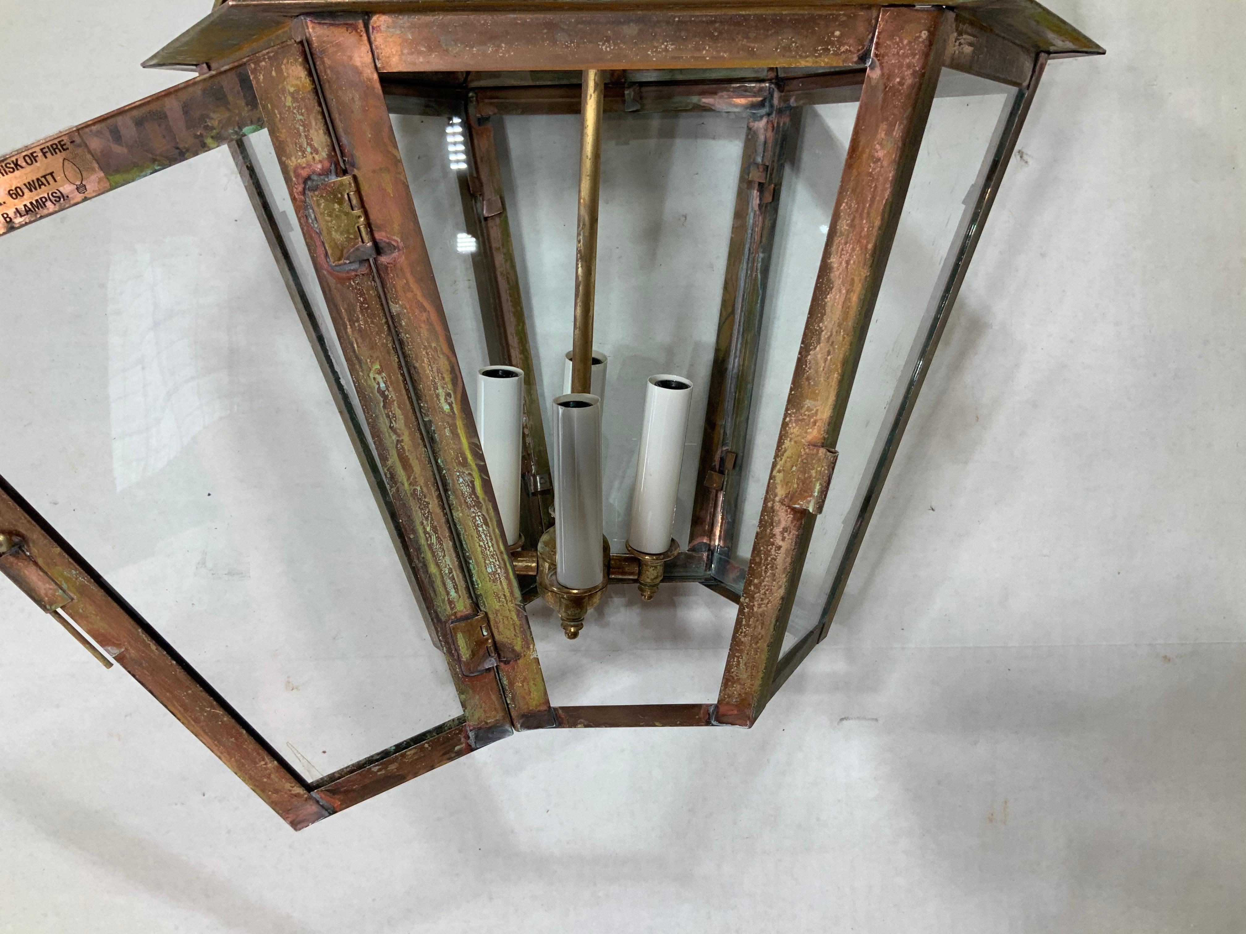 Handcrafted Six Sides Solid Copper and Brass Hanging Lantern 2