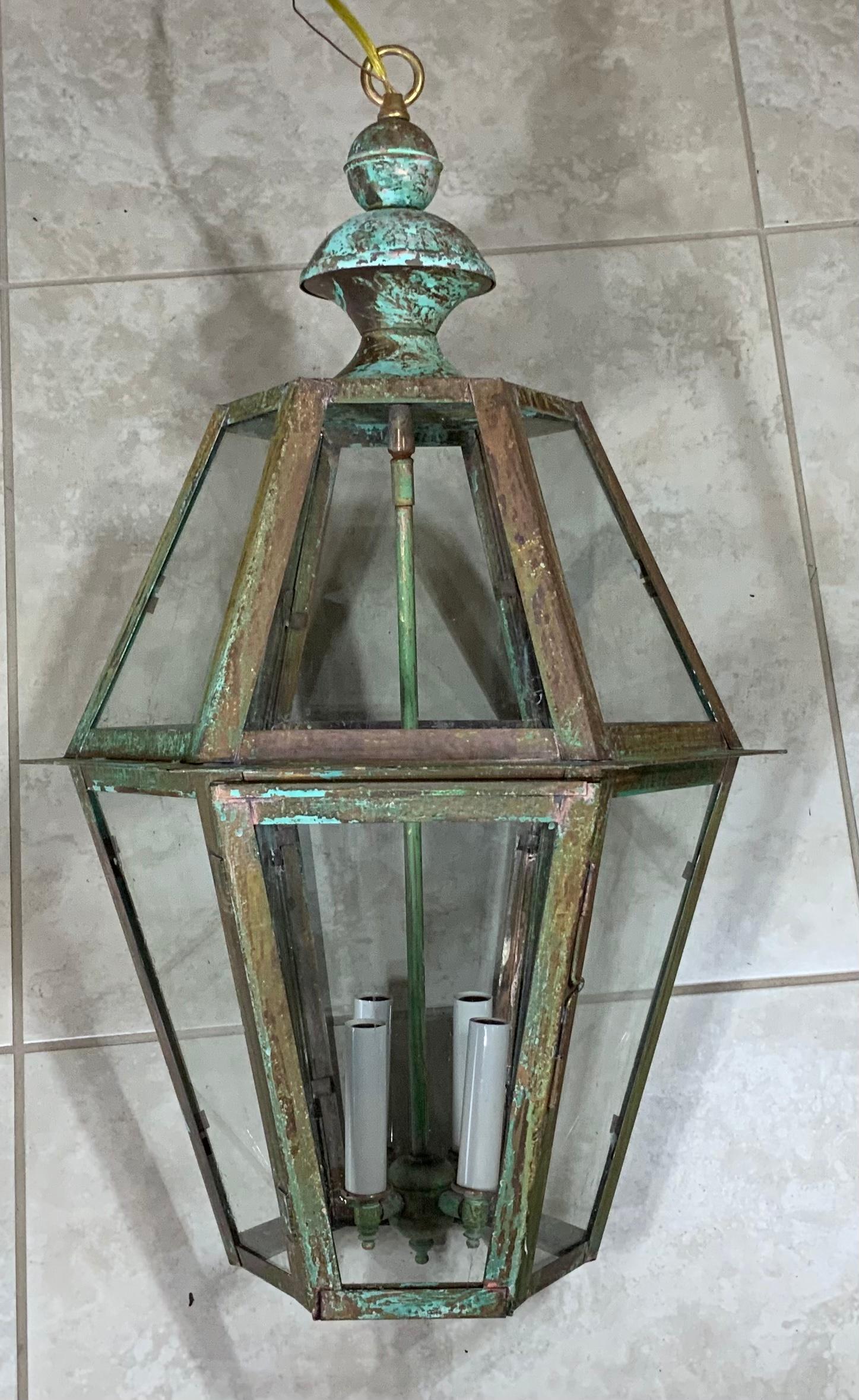 Handcrafted Six Sides Solid Copper and Brass Hanging Lantern 3