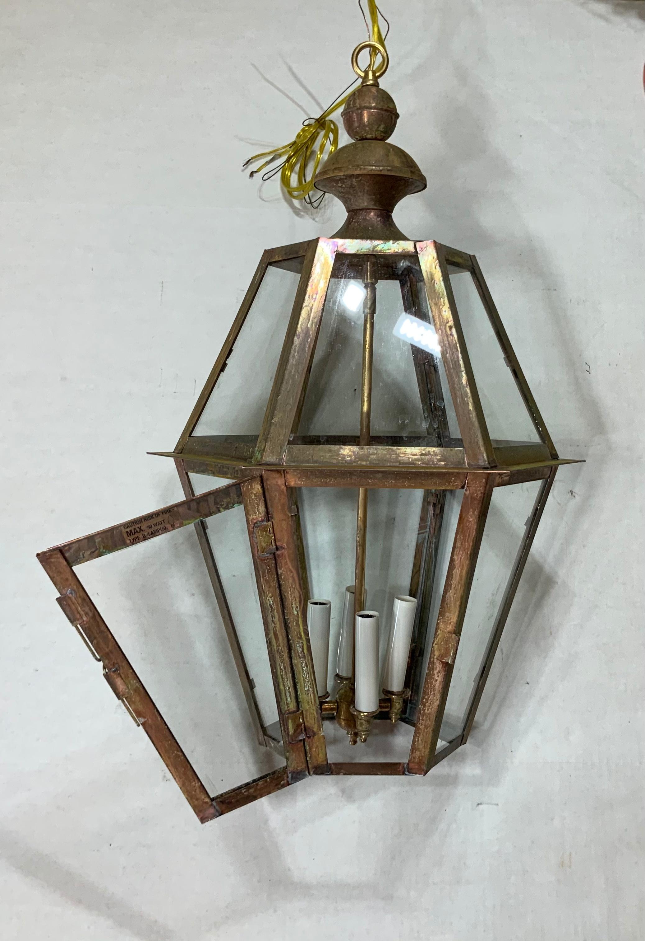 Handcrafted Six Sides Solid Copper and Brass Hanging Lantern 4