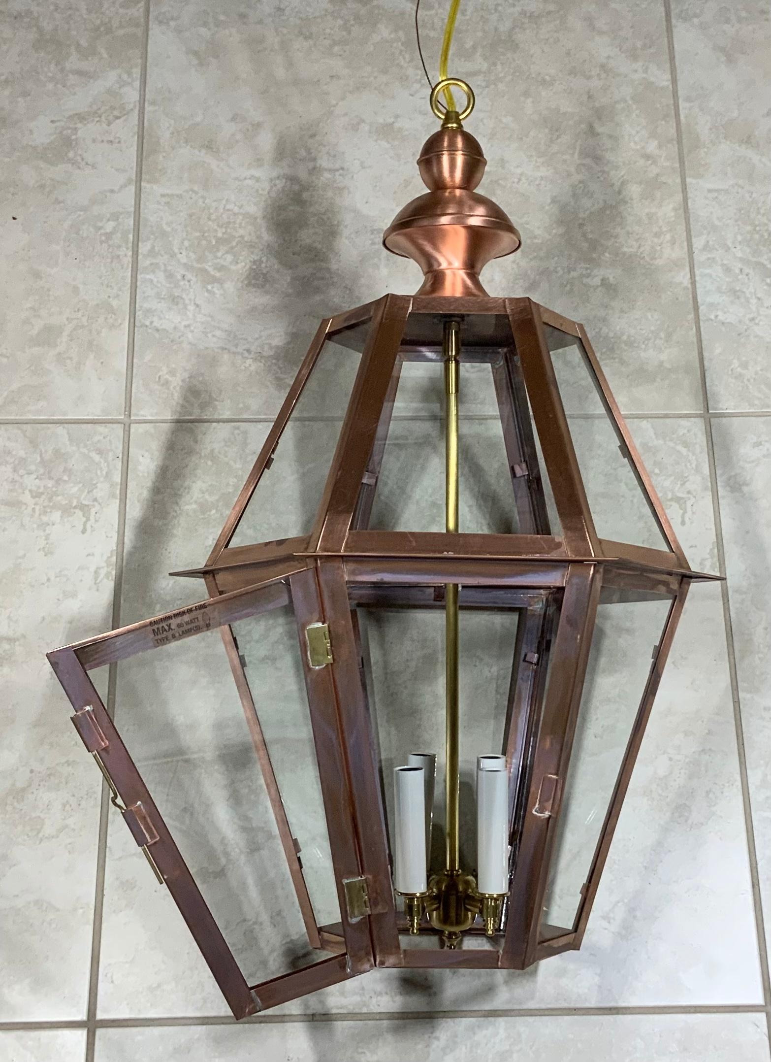 Handcrafted Six Sides Solid Copper and Brass Hanging Lantern 4