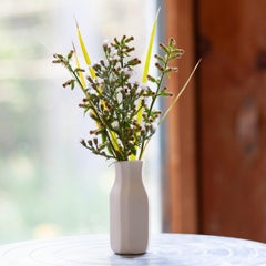 Handcrafted Small Faceted Vase in Warm White Unglazed Porcelain