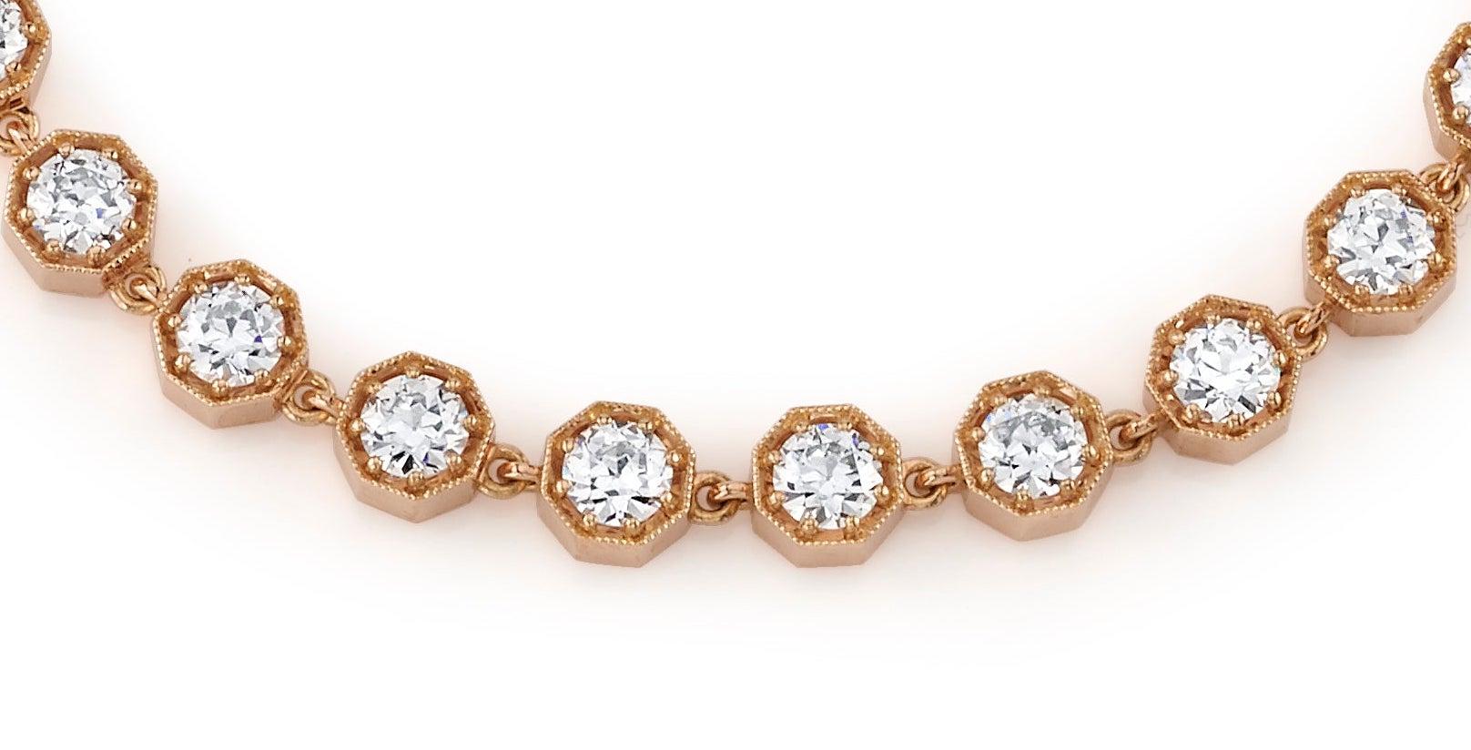 Old European Cut Handcrafted Small Gemma Diamond Bracelet by Single Stone For Sale