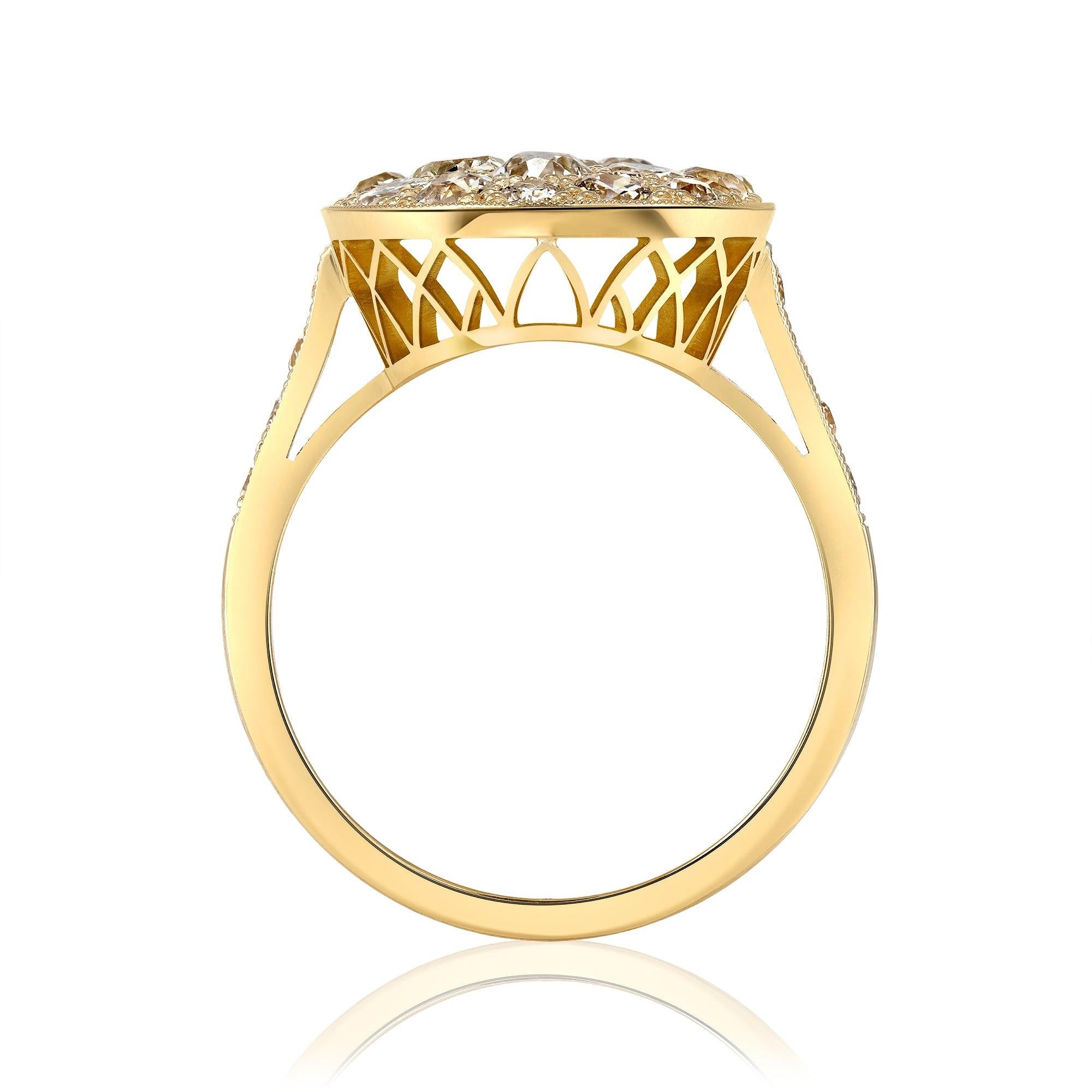 Handgefertigter ovaler Cobblestone-Ring von Single Stone (Gemischter Schliff) im Angebot