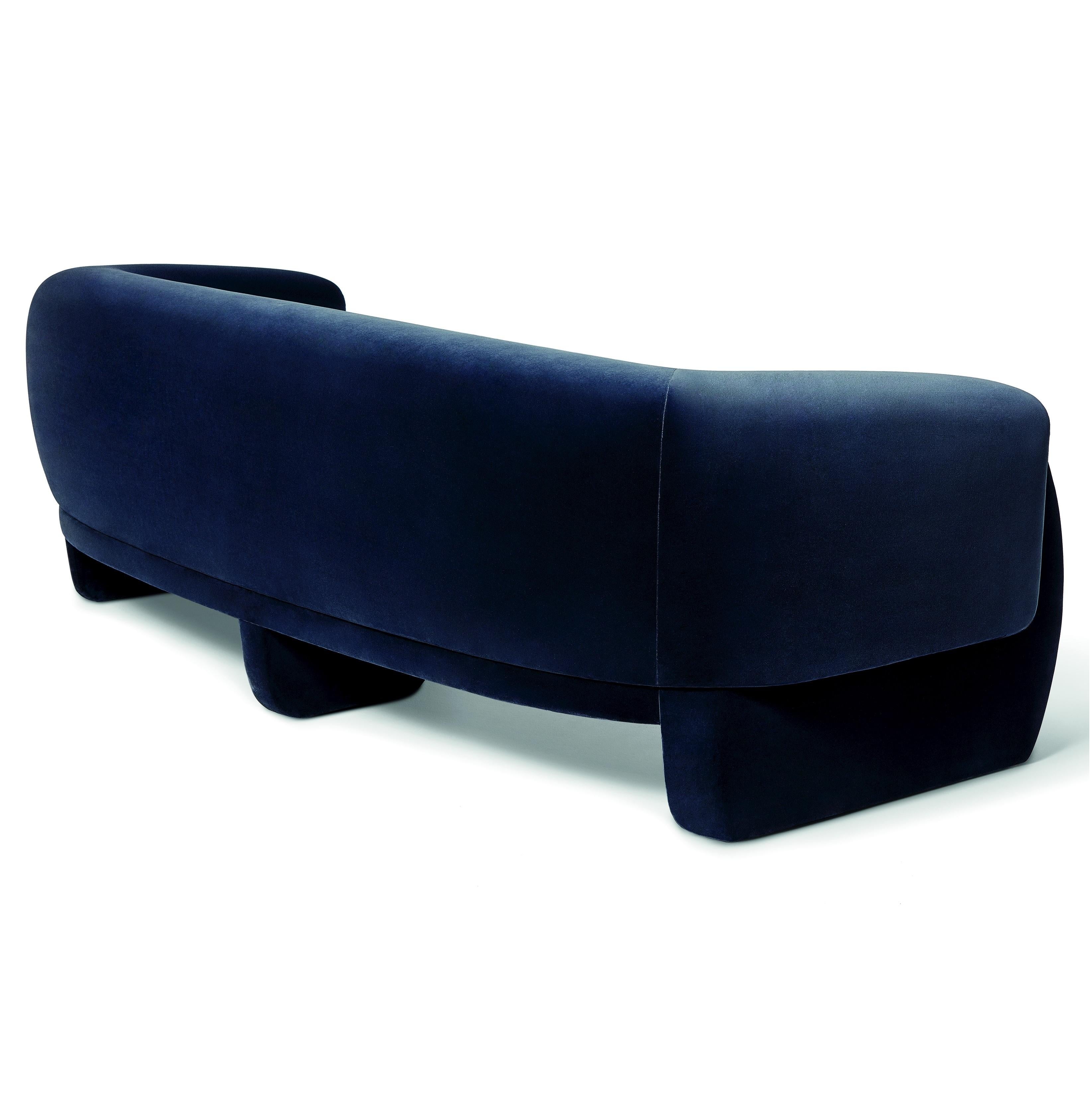 Modern Handcrafted Sofa with Architectural Silhouette and High Resistance Velvet For Sale