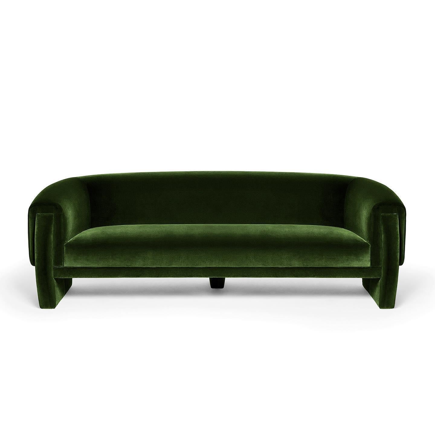 Contemporary Handcrafted Sofa with Architectural Silhouette and High Resistance Velvet For Sale