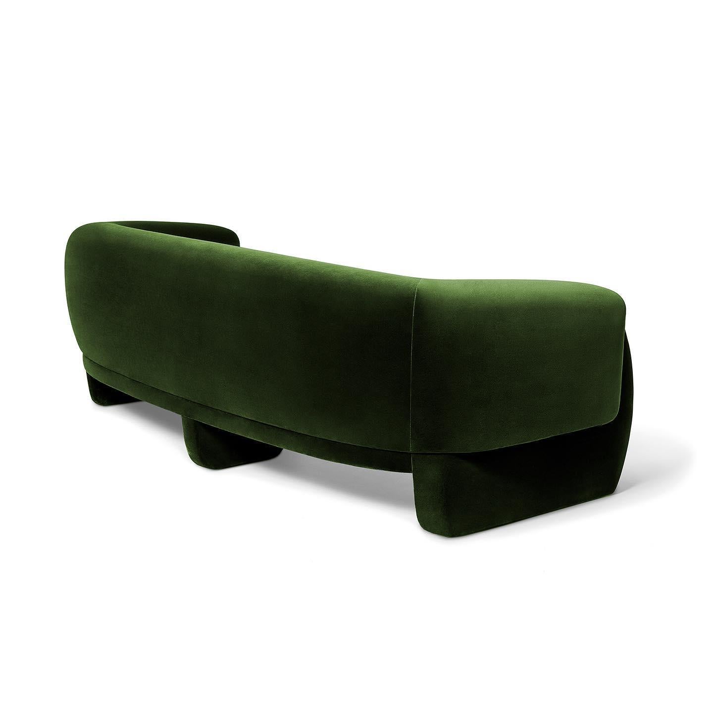 Handcrafted Sofa with Architectural Silhouette and High Resistance Velvet For Sale 1
