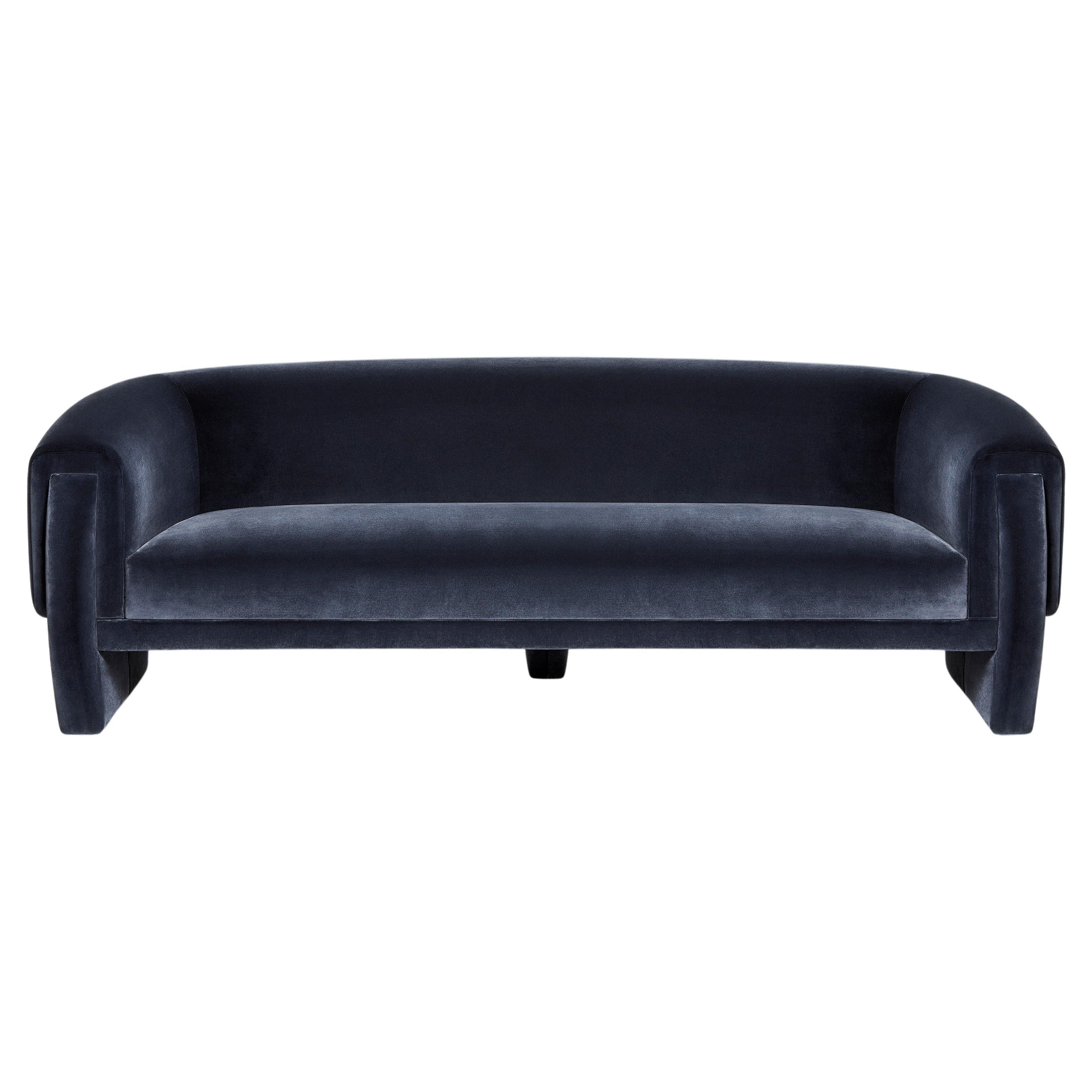 Handcrafted Sofa with Architectural Silhouette and High Resistance Velvet For Sale